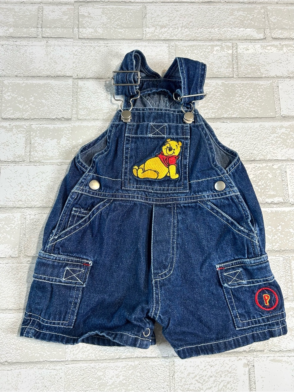 Disney Vintage Winnie the Pooh Short Overalls for Kids - Navy Blue 6 months